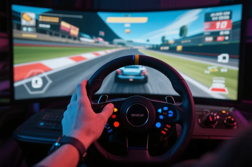 玩家操作赛车游戏界面